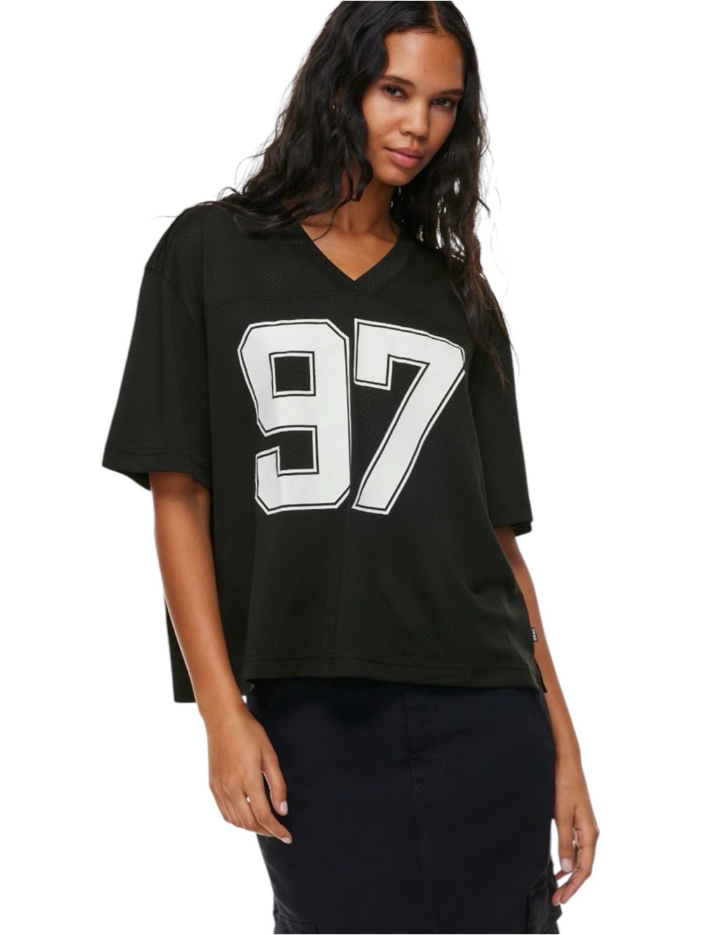 Aritzia Record Jersey in Black/White Size Large